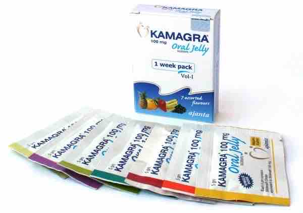 Nell'immagine, scatola e confezione Kamagra Oral Jelly